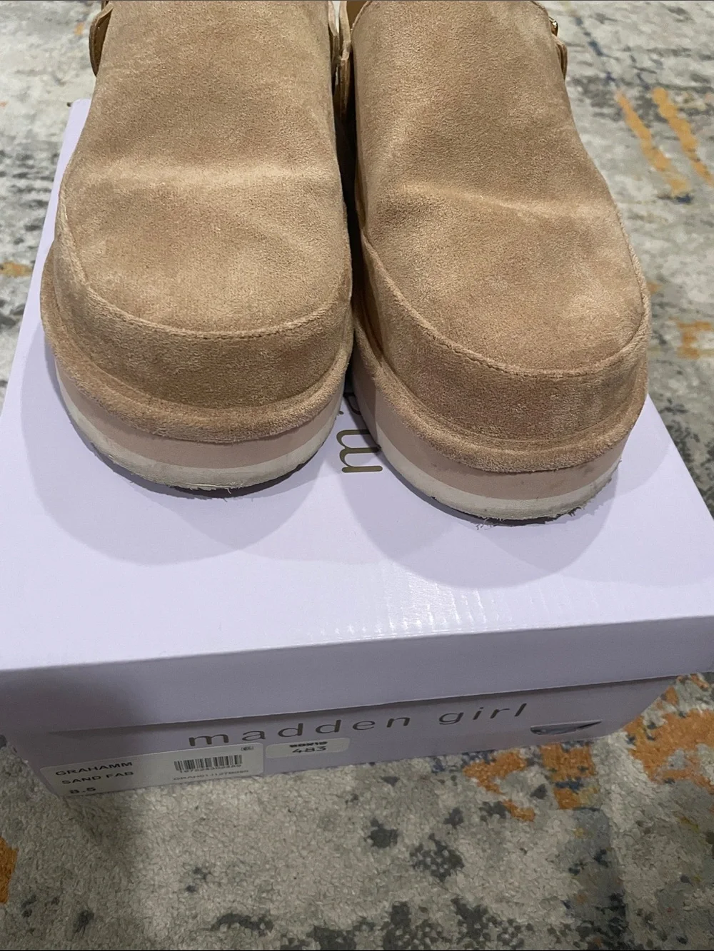 Madden Girl Sand Suede Platform Mule with Buckle